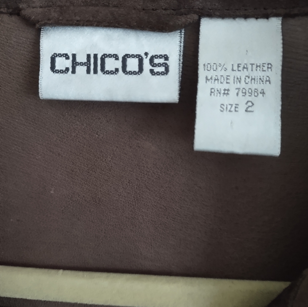 Chicos chocolate brown suede leather cut out jacket Sz 2 - Picture 2 of 7